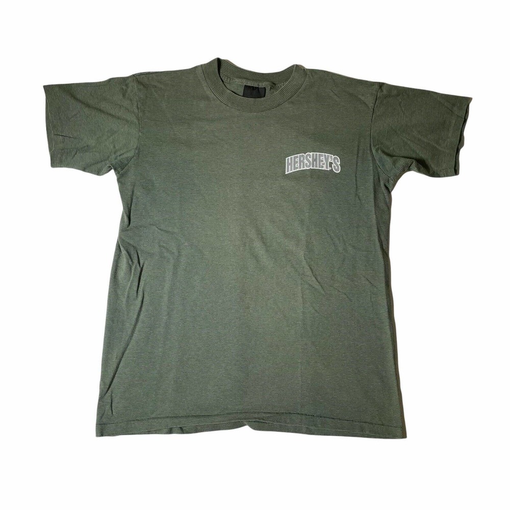 Vintage 90’s Mens Medium Hersheys Chocolate Striped Promo Single Stitch T-Shirt